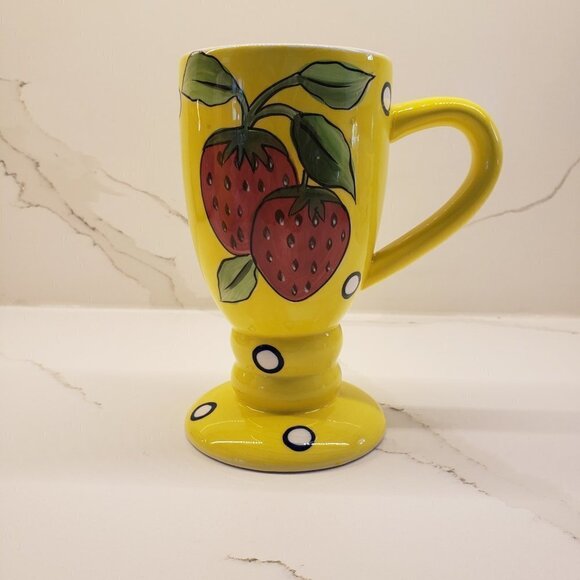 Vintage Set of 2 Vintage Yellow Chick Hugging Egg Planter Tall Strawberr… - Picture 11 of 13